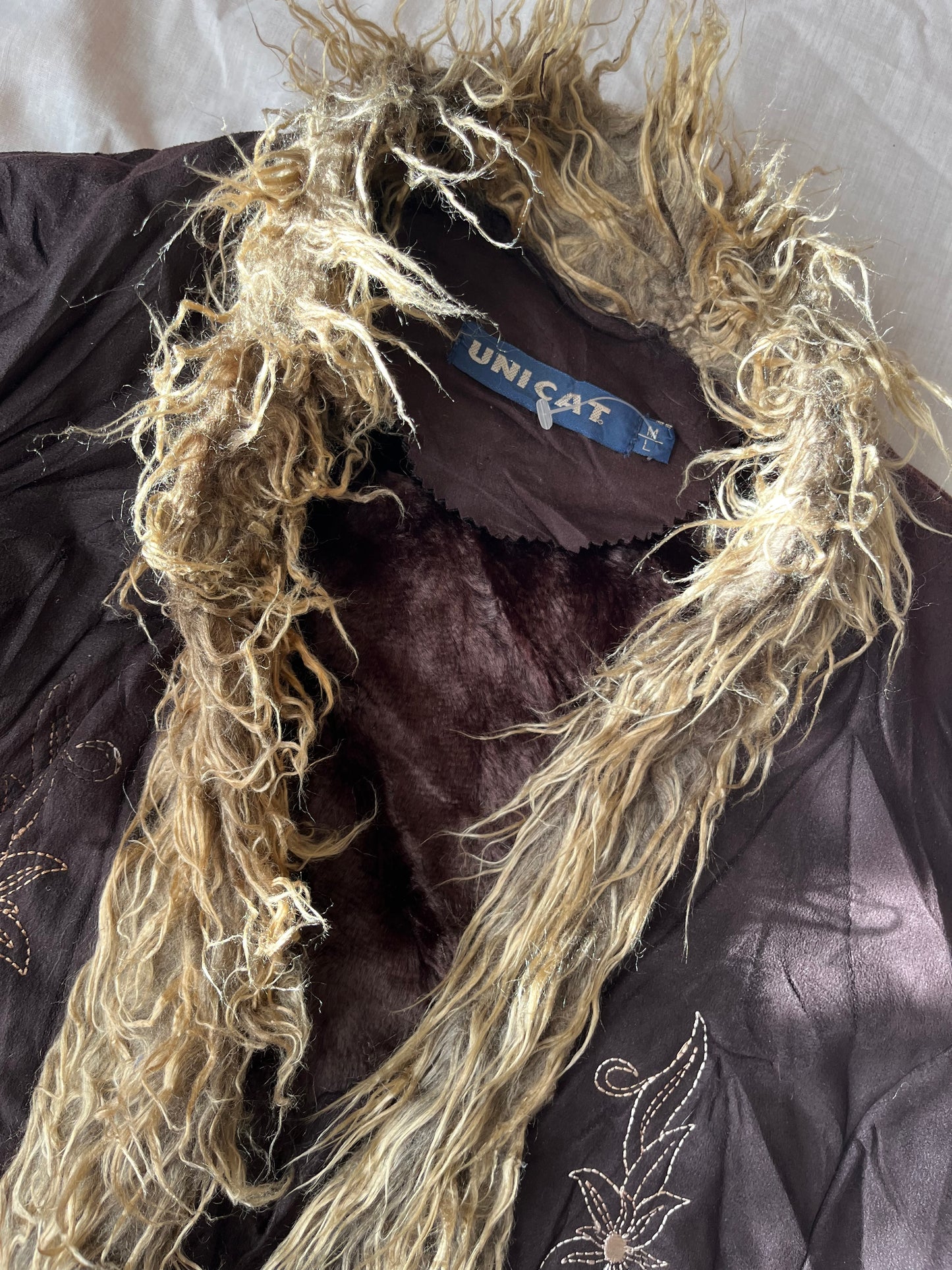 Brown Embroidered Afghan Coat - Size S