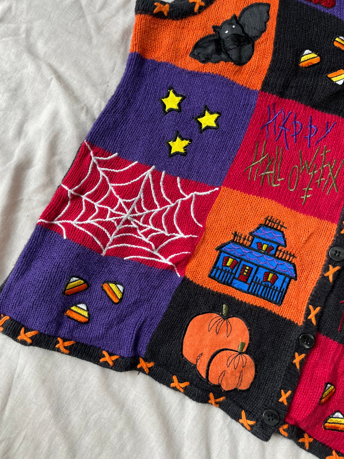 Toil and Trouble 1990s Halloween Sweater Vest M/L