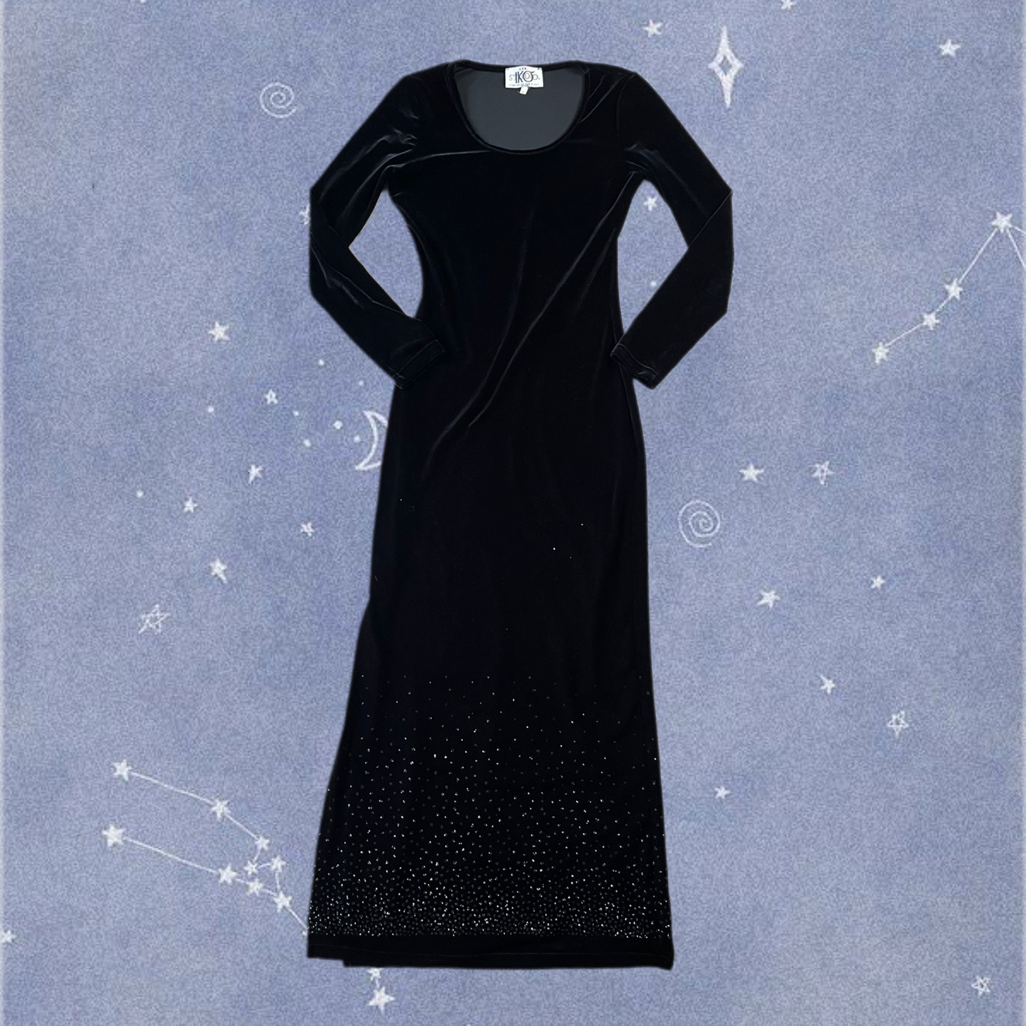 Glittery Black Velvet Dress UK 10-12