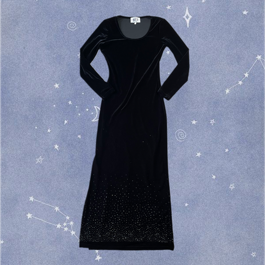 Glittery Black Velvet Dress UK 10-12