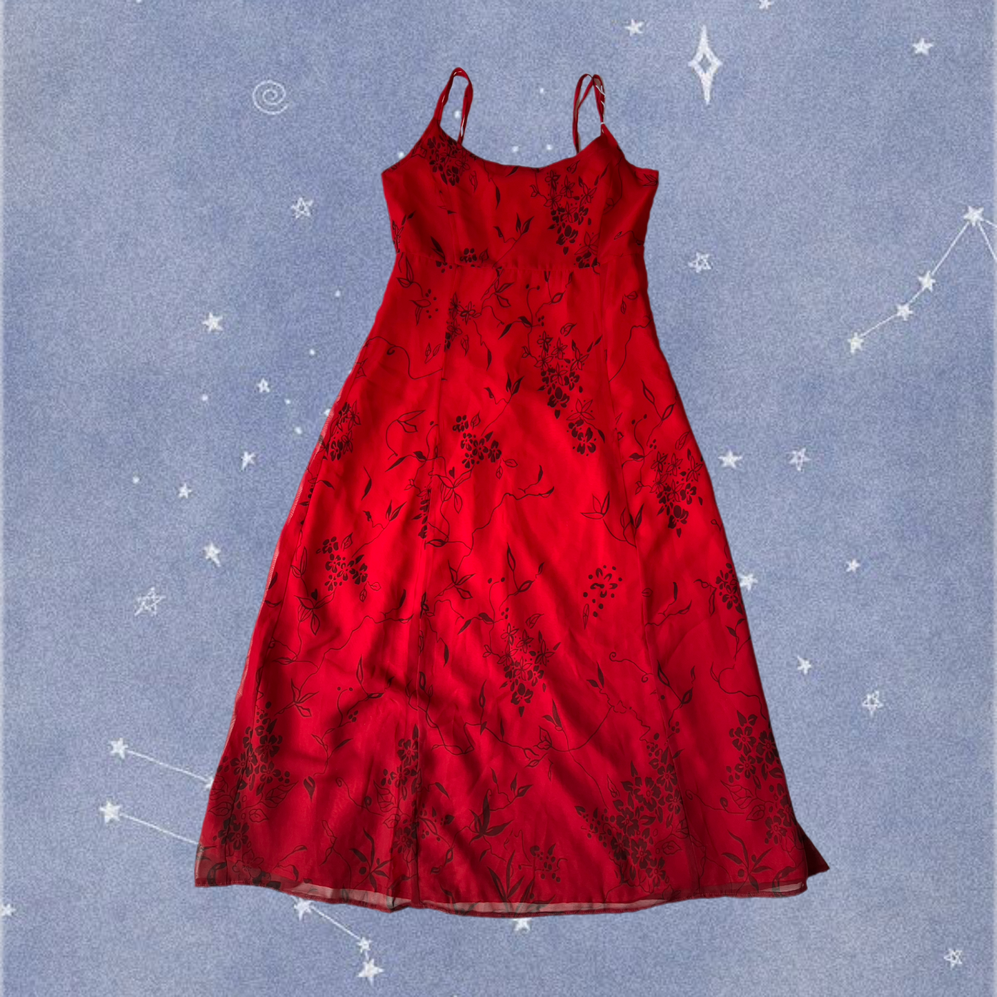 Red Floral Dress UK 10