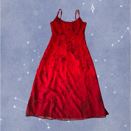 Red Floral Dress UK 10