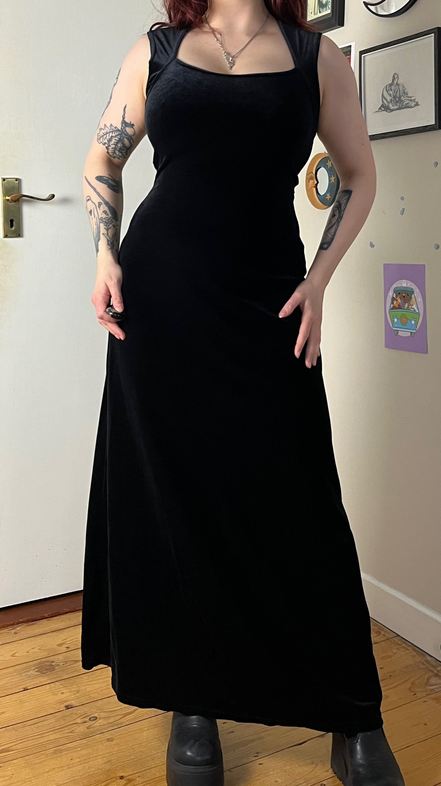 Black Velvet Dress UK 10-12