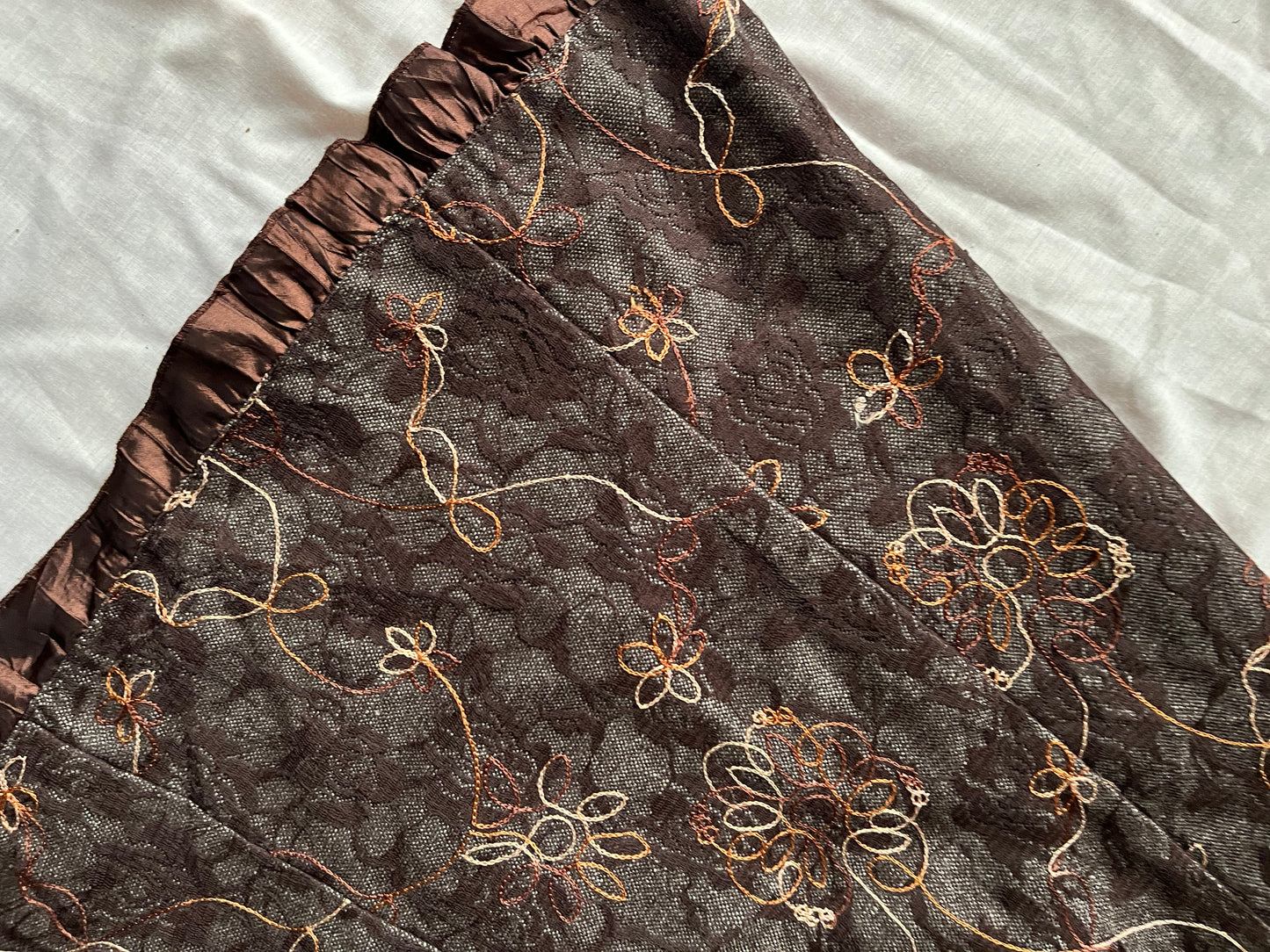 Brown Lacey Midi Skirt - UK 8