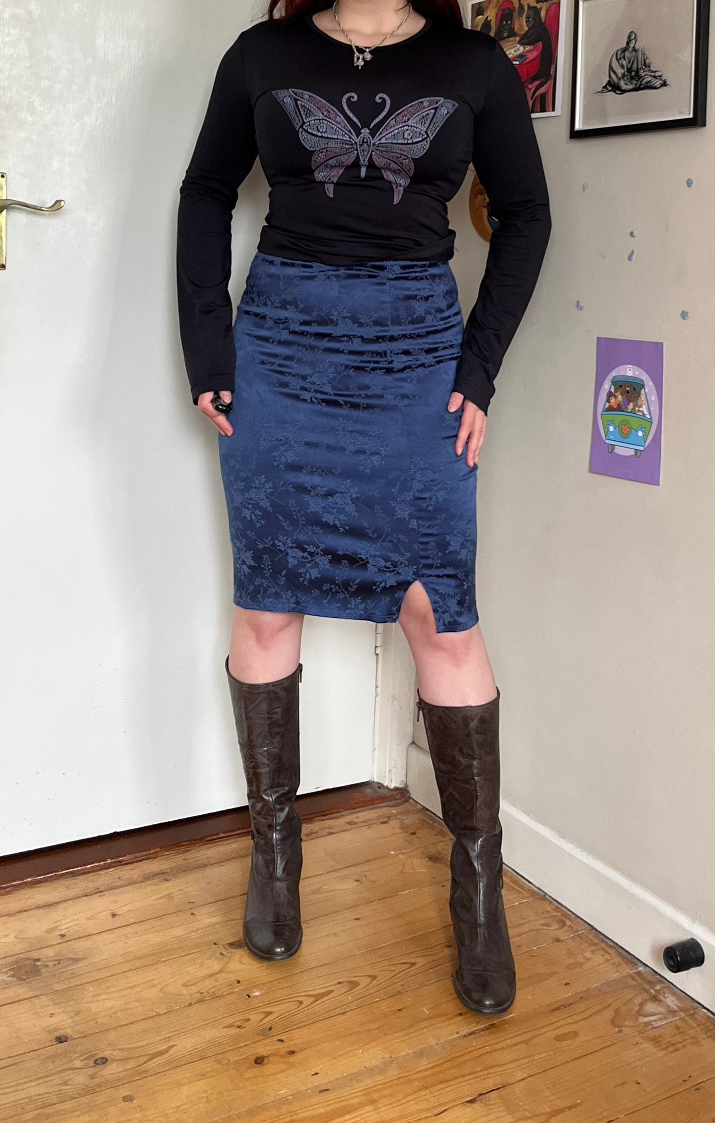Blue Pencil Skirt UK 8