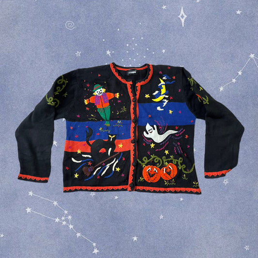Halloween Hauntings 1990s Halloween Cardigan L/XL