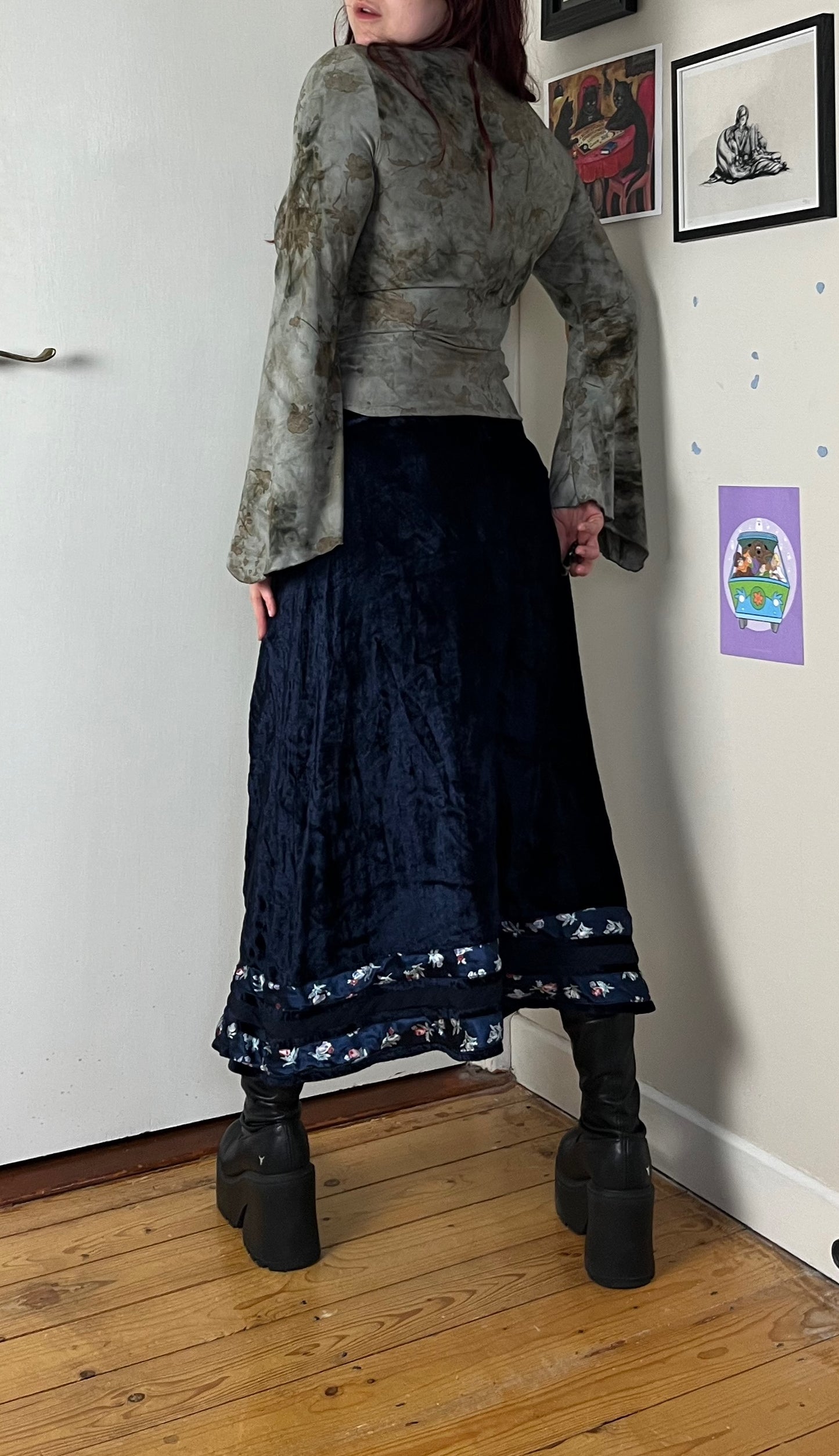Blue Velvet Skirt UK 8