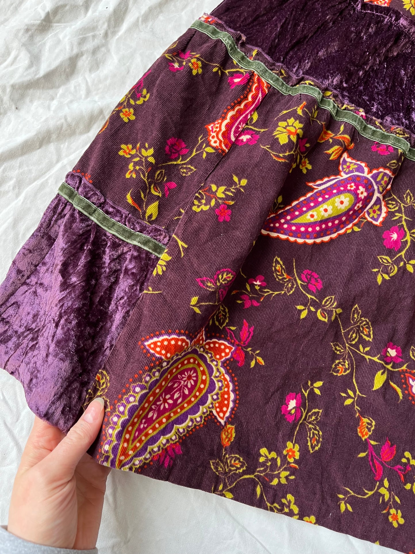 Corduroy And Velvet Midi Skirt UK 10-12