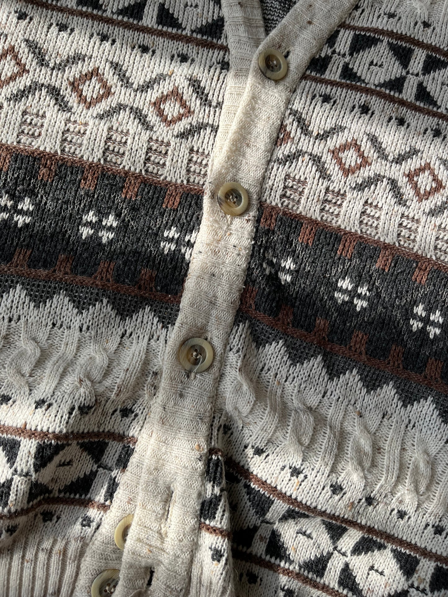 Brown and White Cardigan XXL