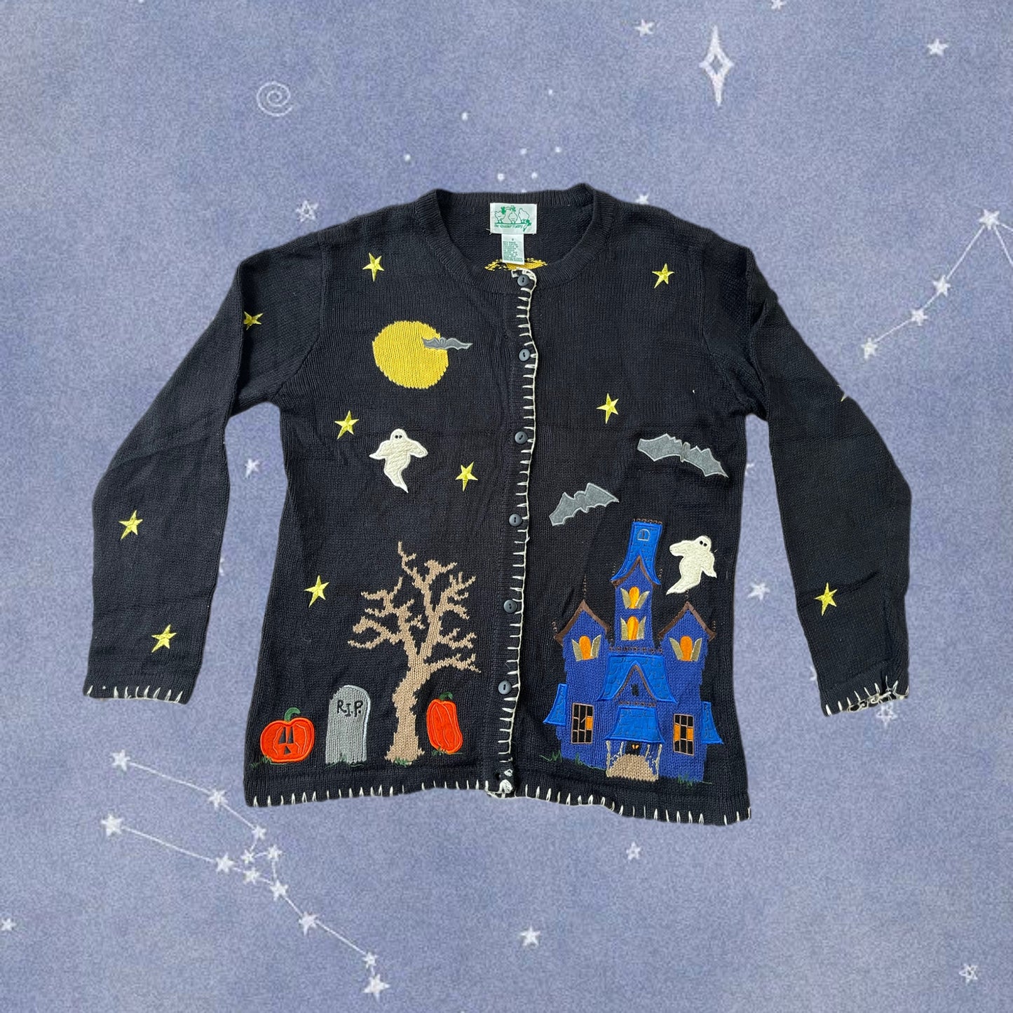 Haunted House 1990s Halloween Cardigan S/M