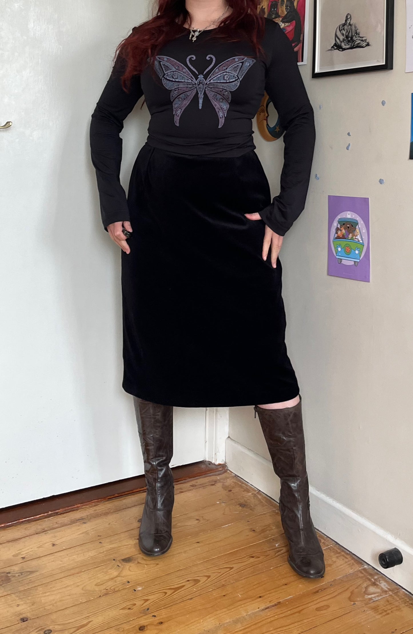 Black Velvet Skirt UK 10-12