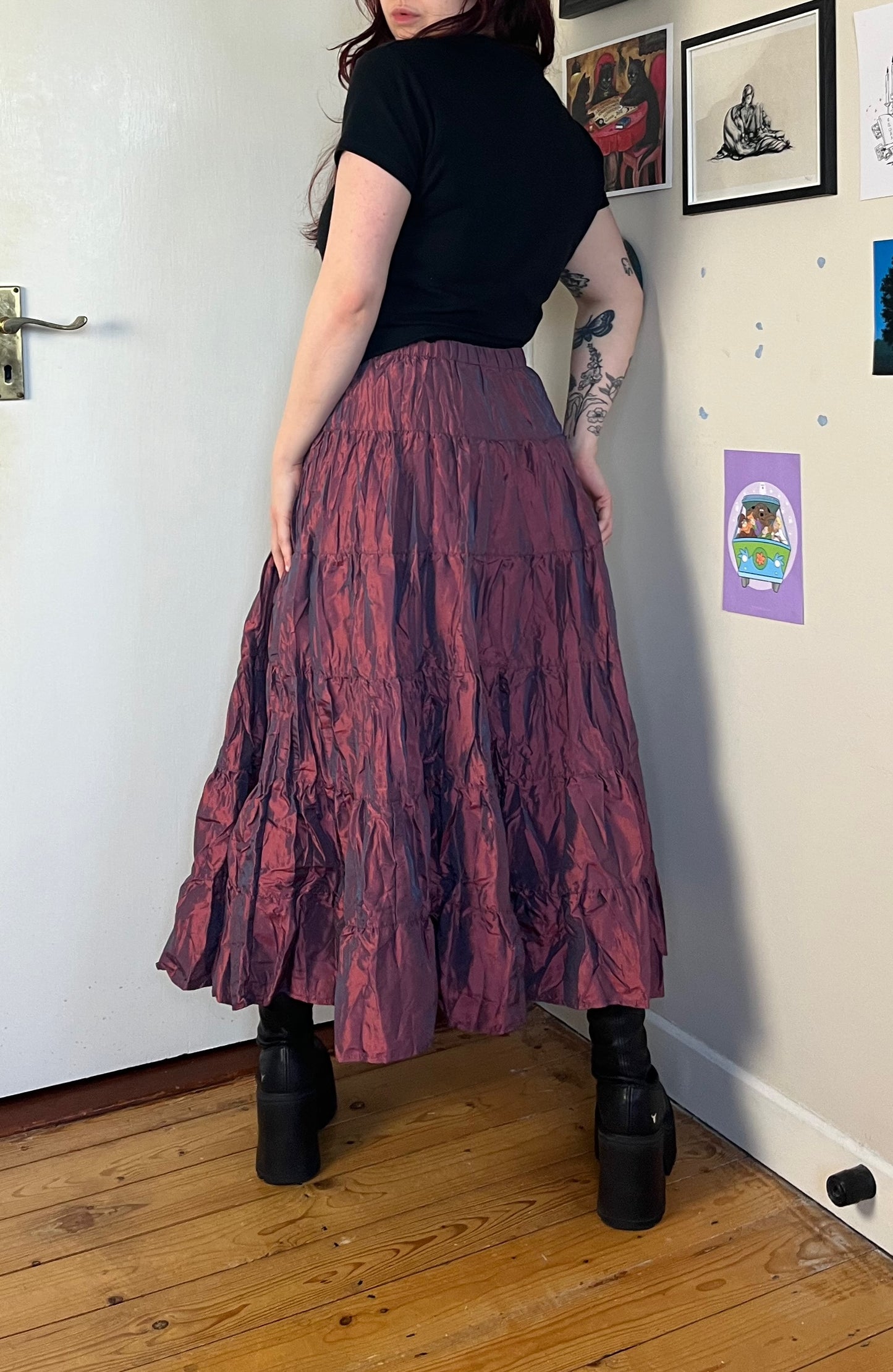 Purple Satin Skirt UK 12-14