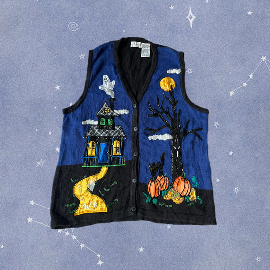 After Midnight 1990s Halloween Sweater Vest M