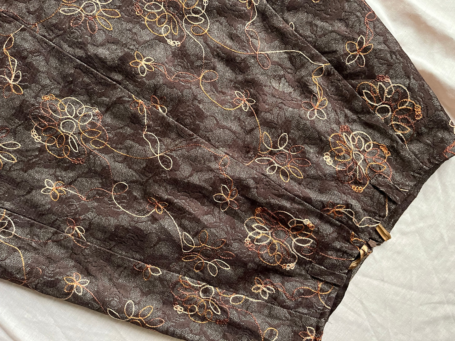 Brown Lacey Midi Skirt - UK 8