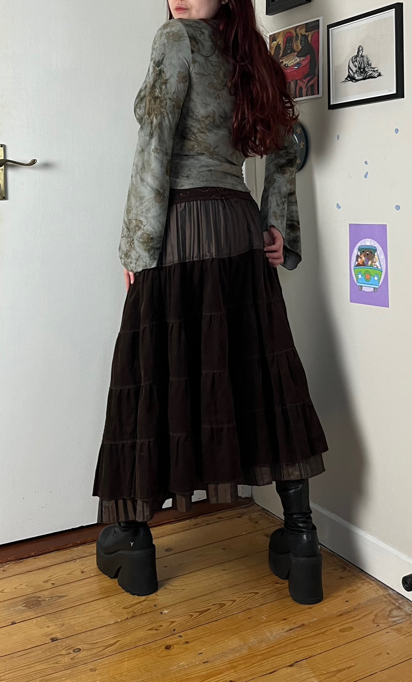 Brown Corduroy Skirt UK 8-10