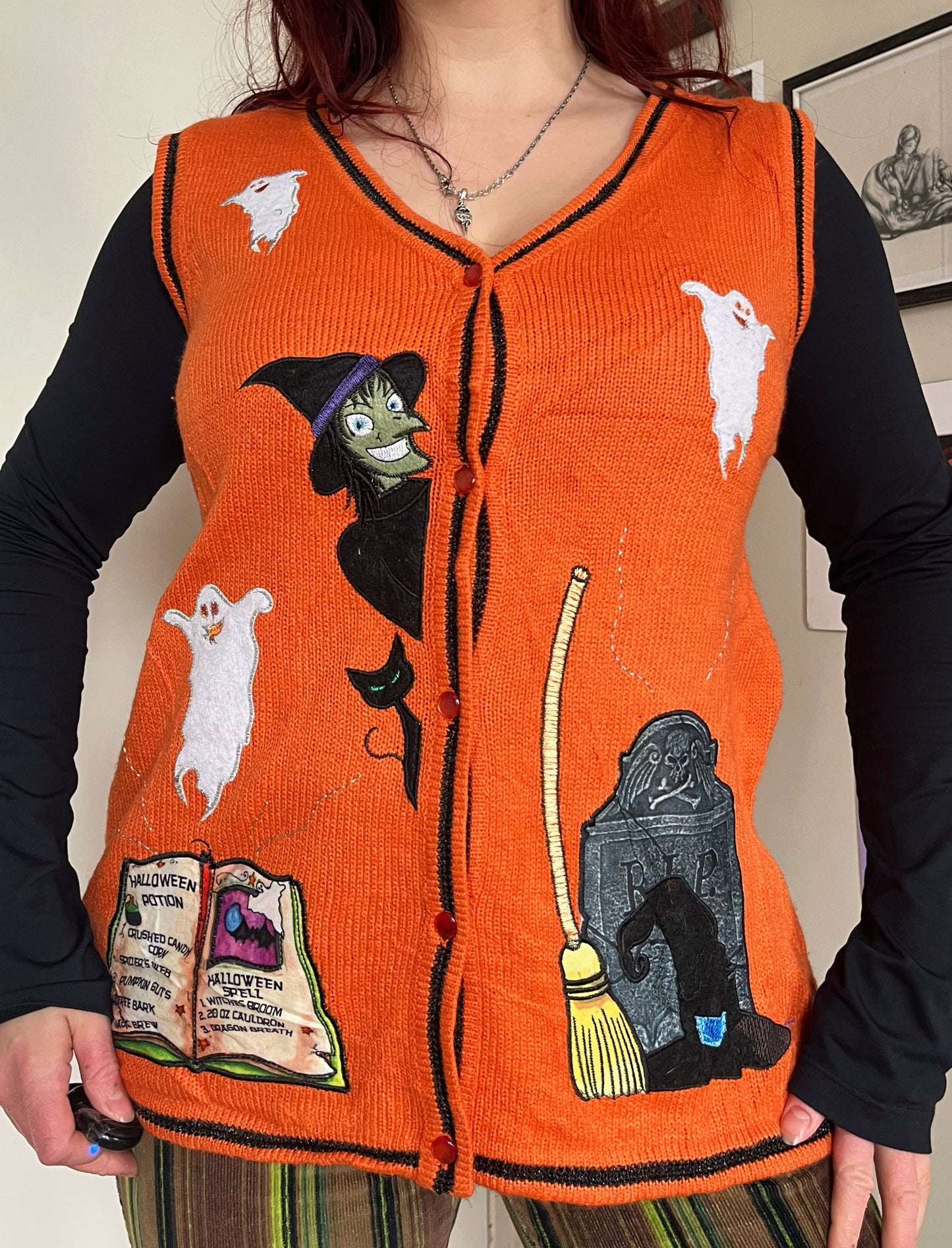 Toil and Trouble 2000s Halloween Sweater Vest M