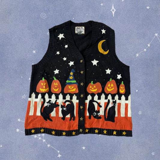 Nocturnal 1990s Halloween Sweater Vest L
