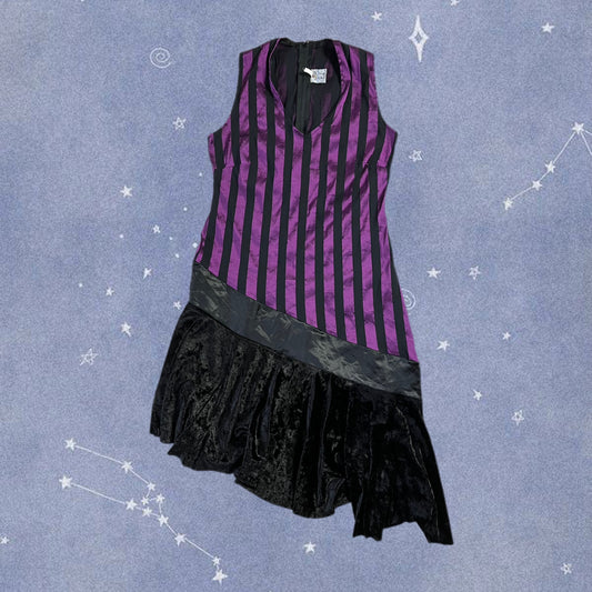 Stripe And Velvet Dress - UK 12
