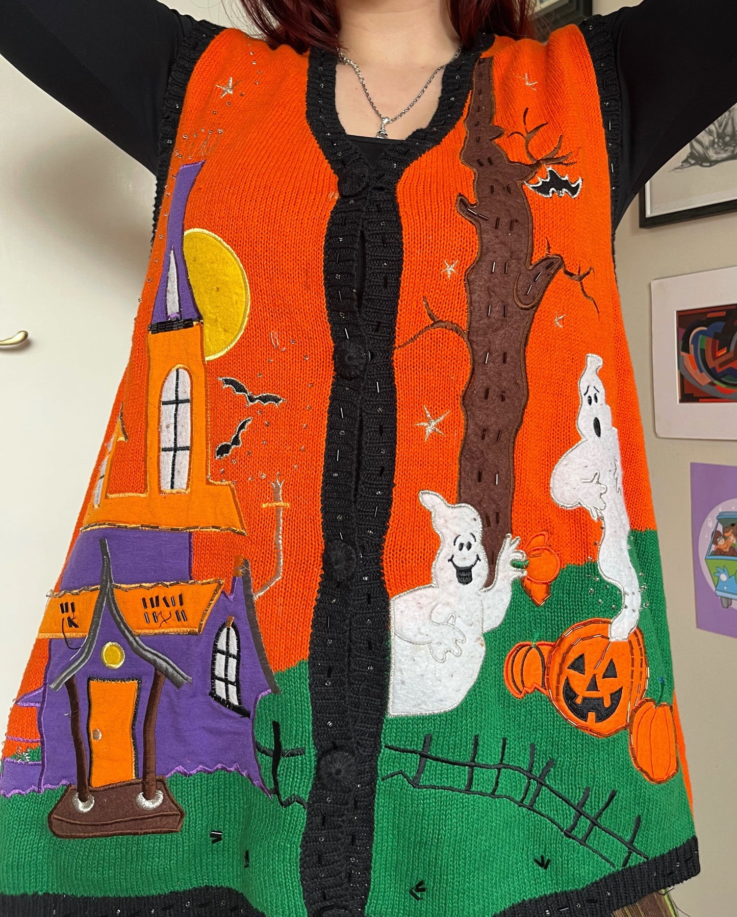Sleepy Hollow 1990s Halloween Sweater Vest 2X