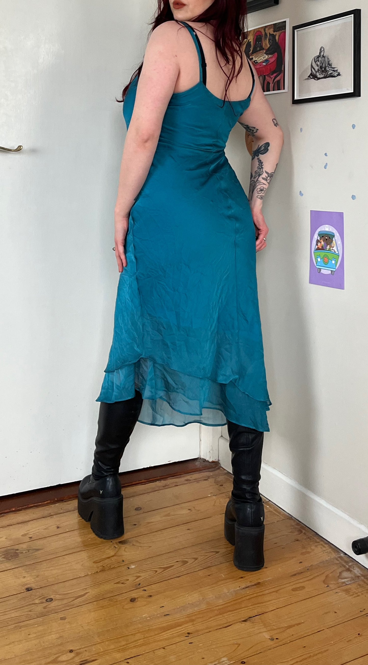 Blue Chiffon Dress - UK 10