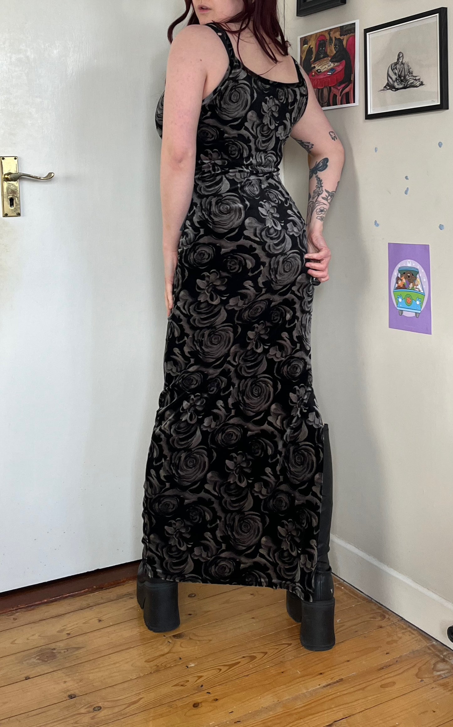 Floral Velvet Dress UK 12