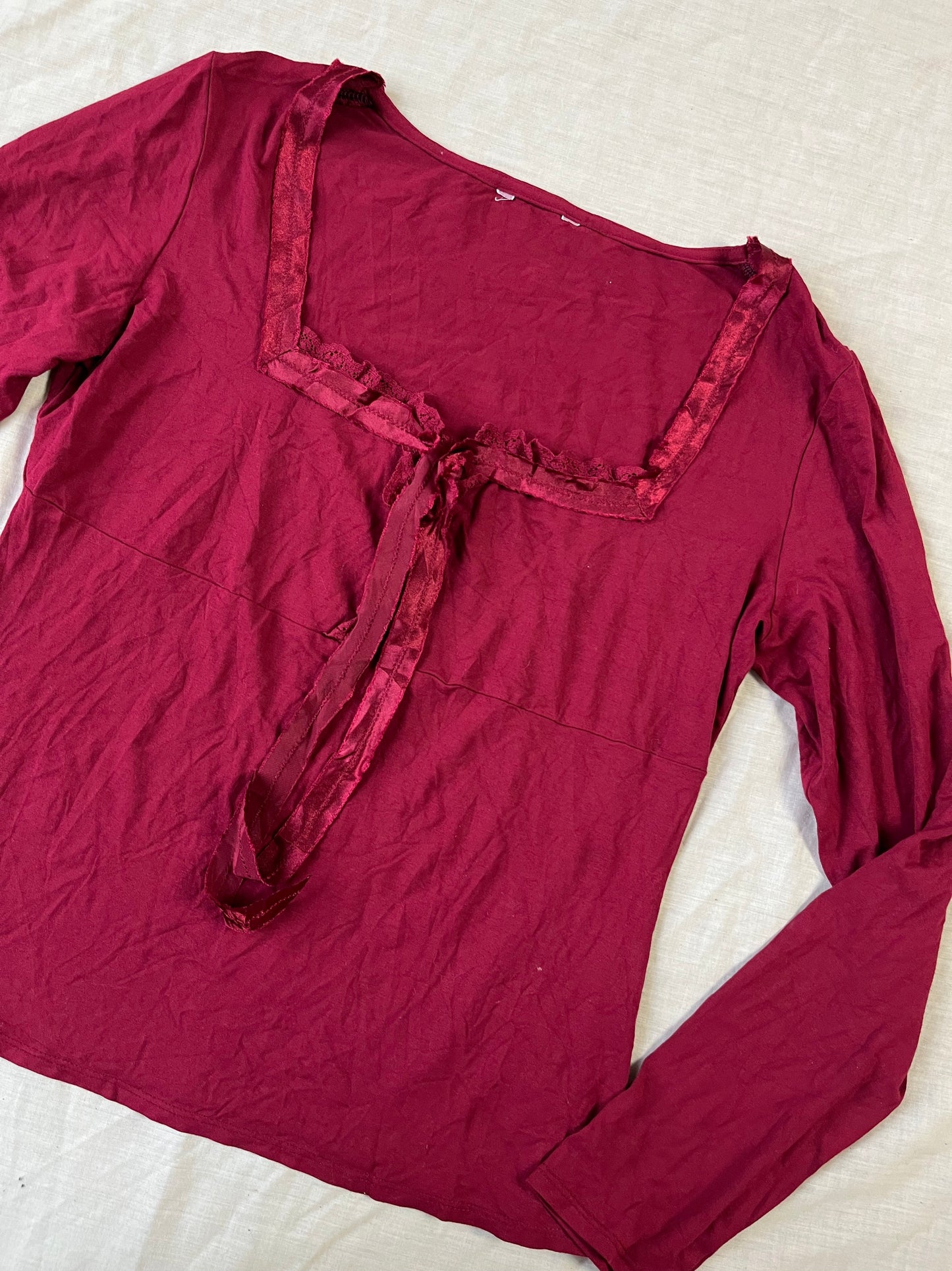 Square Neck Red Top UK 10