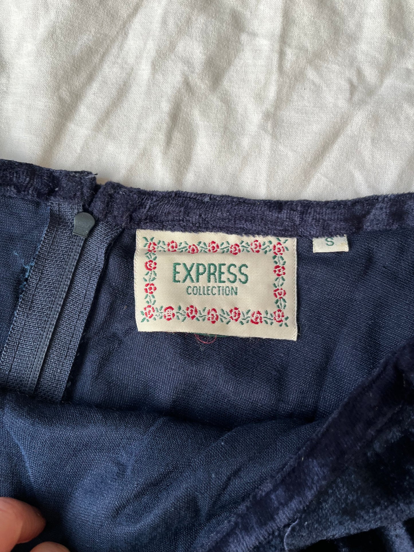 Blue Velvet Skirt UK 8