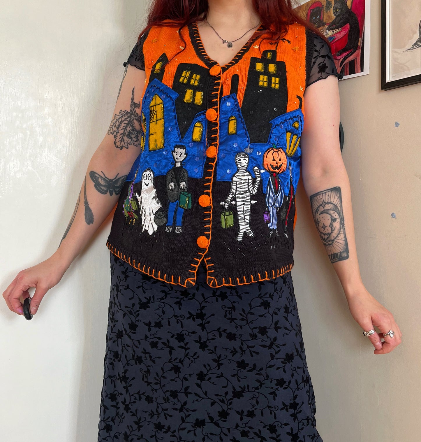 Trick Or Treat 90s Sweater Vest L