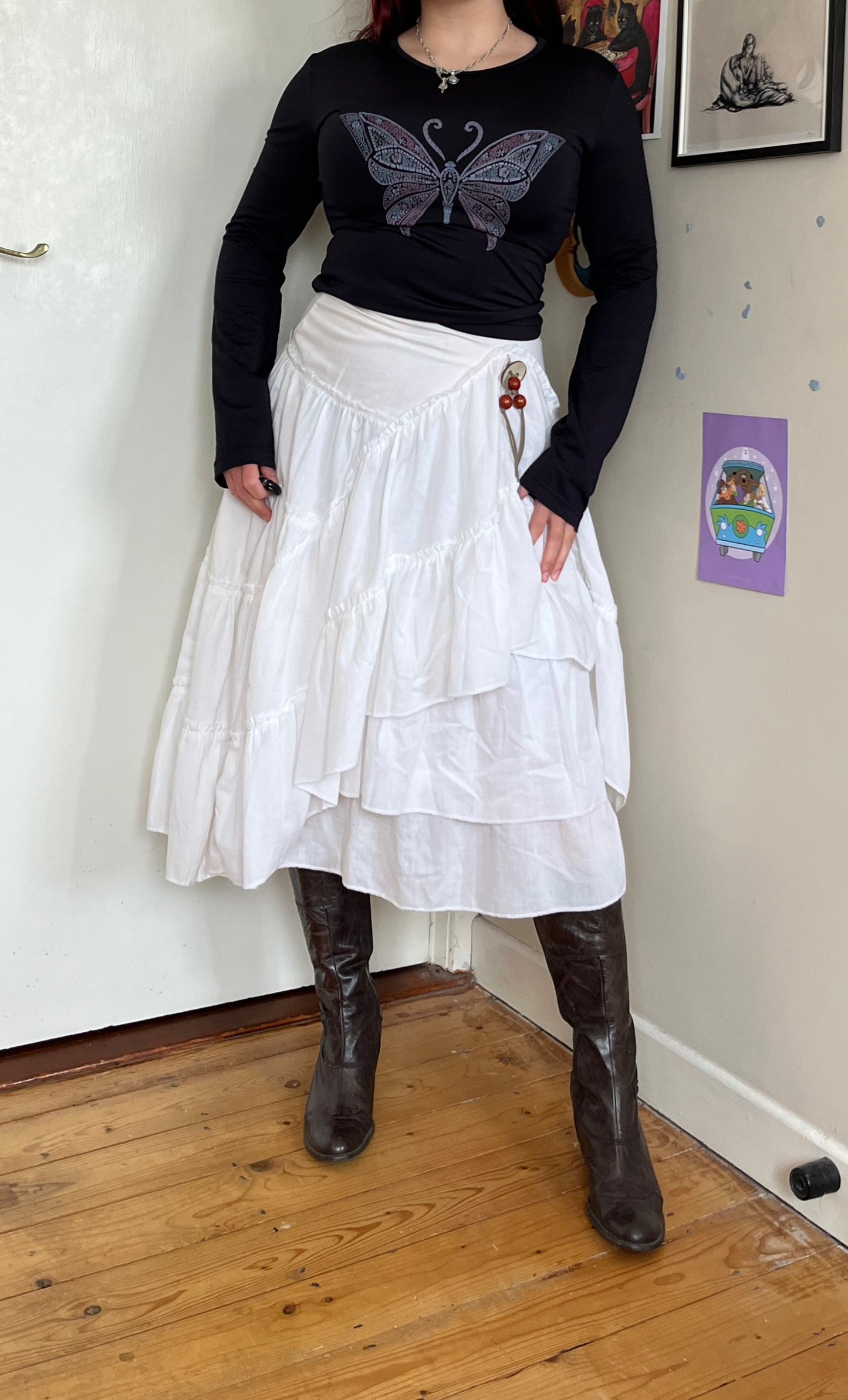 Tiered White Skirt UK 10