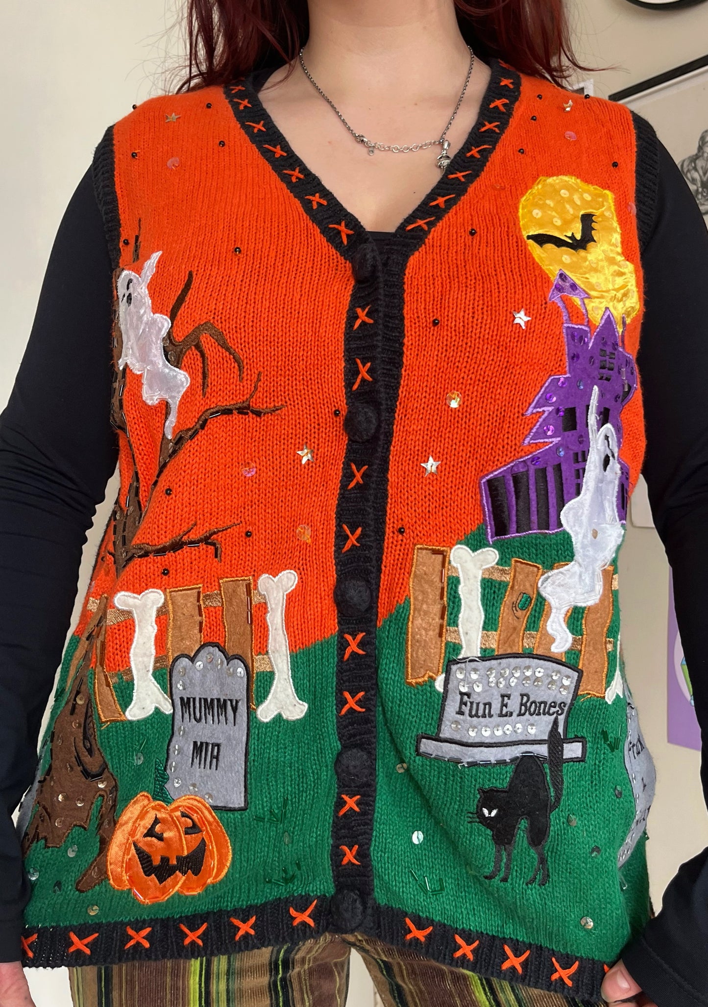 Boneyard 2000s Halloween Sweater Vest M-L