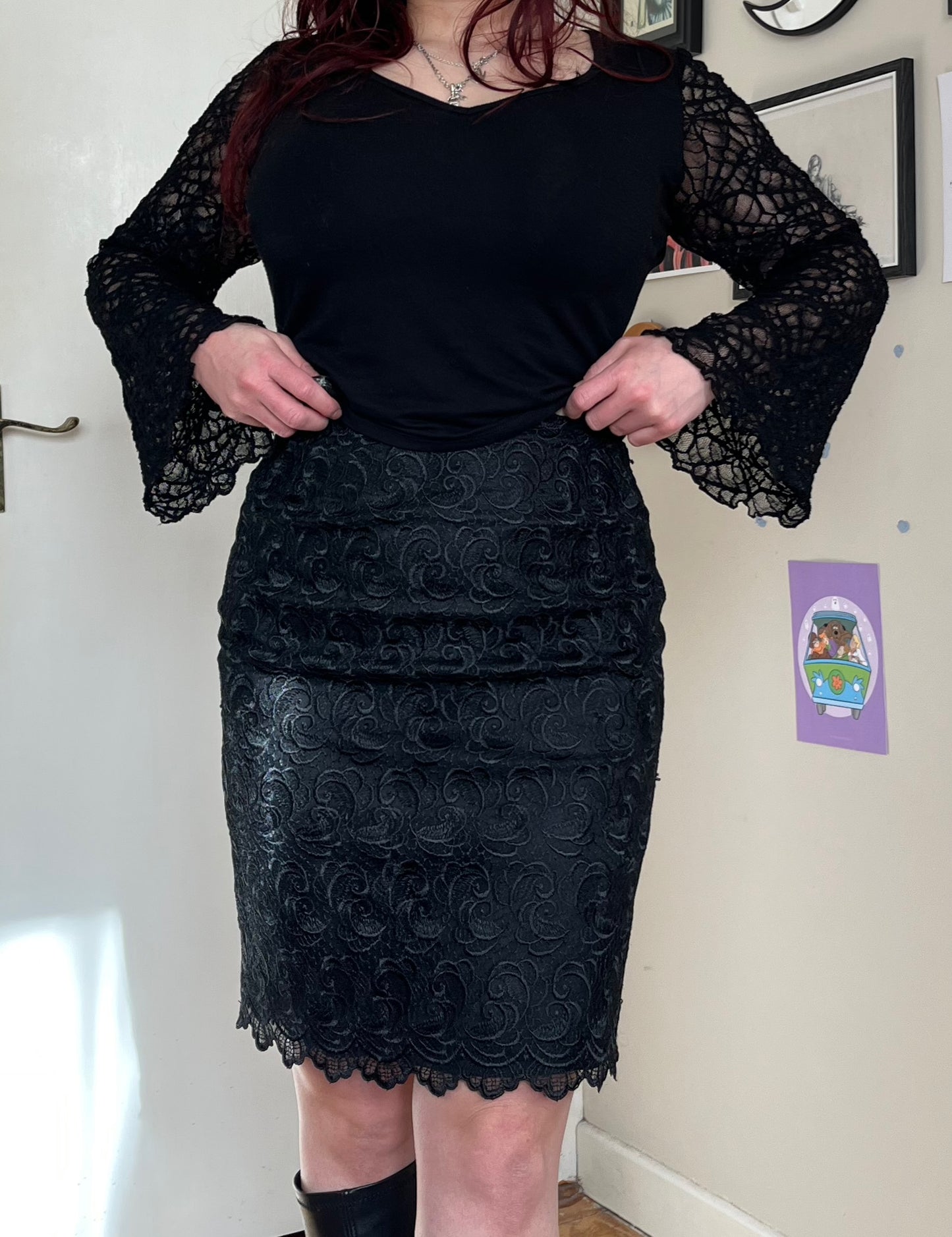 Black Lace Skirt UK 8
