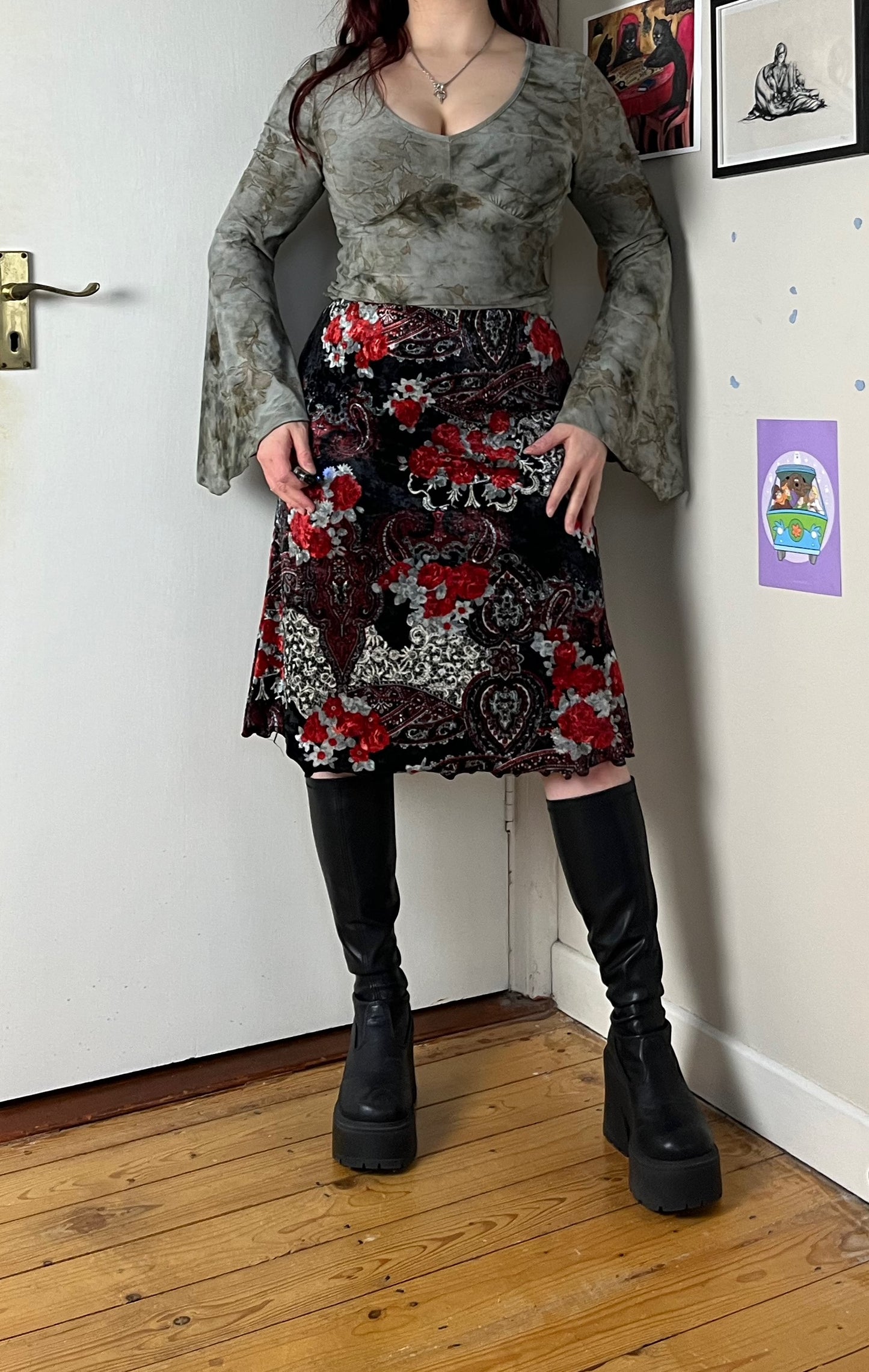 Velvet Midi Skirt UK 10-12