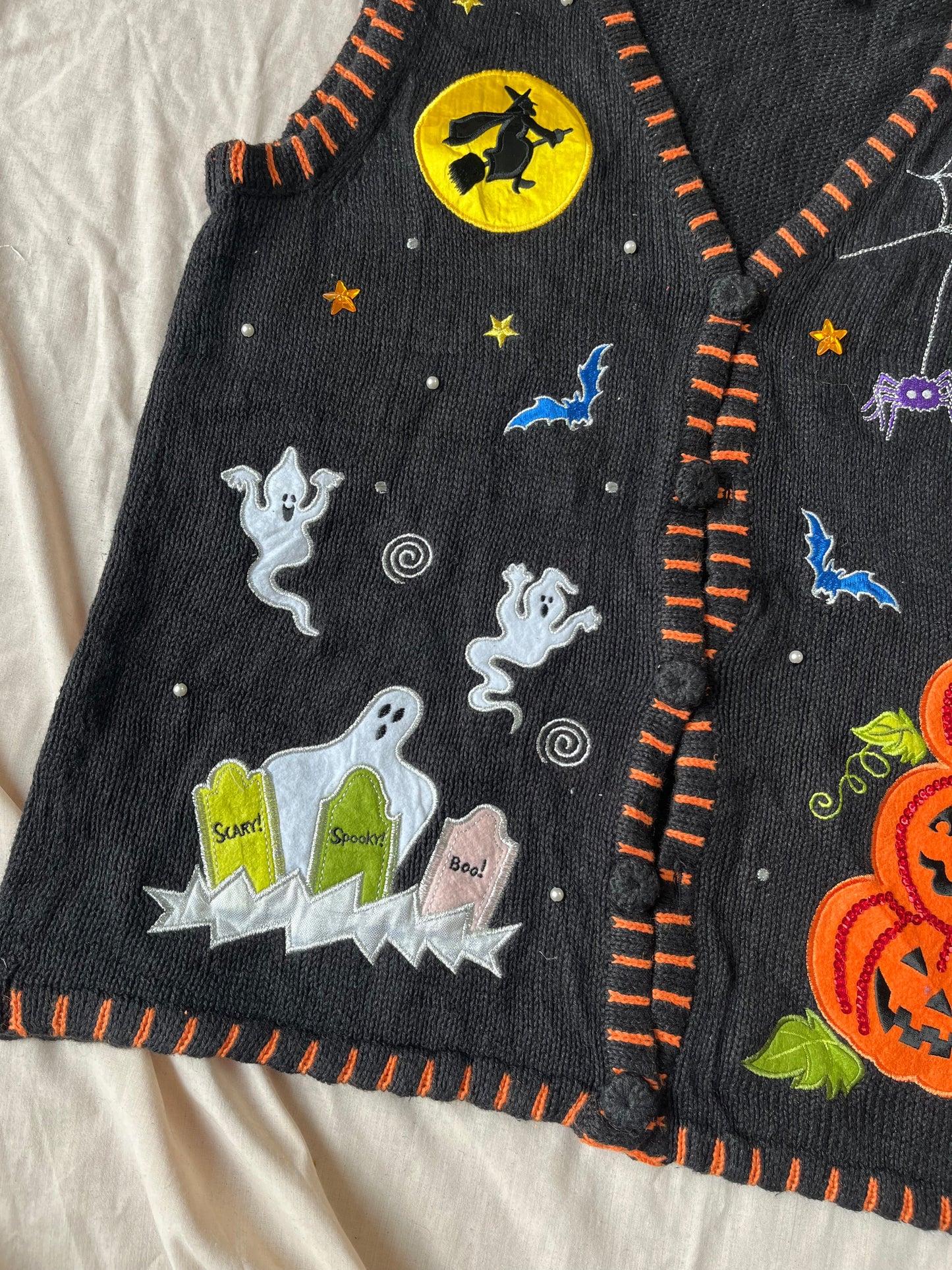 Full Moon 1990s Halloween Sweater Vest M
