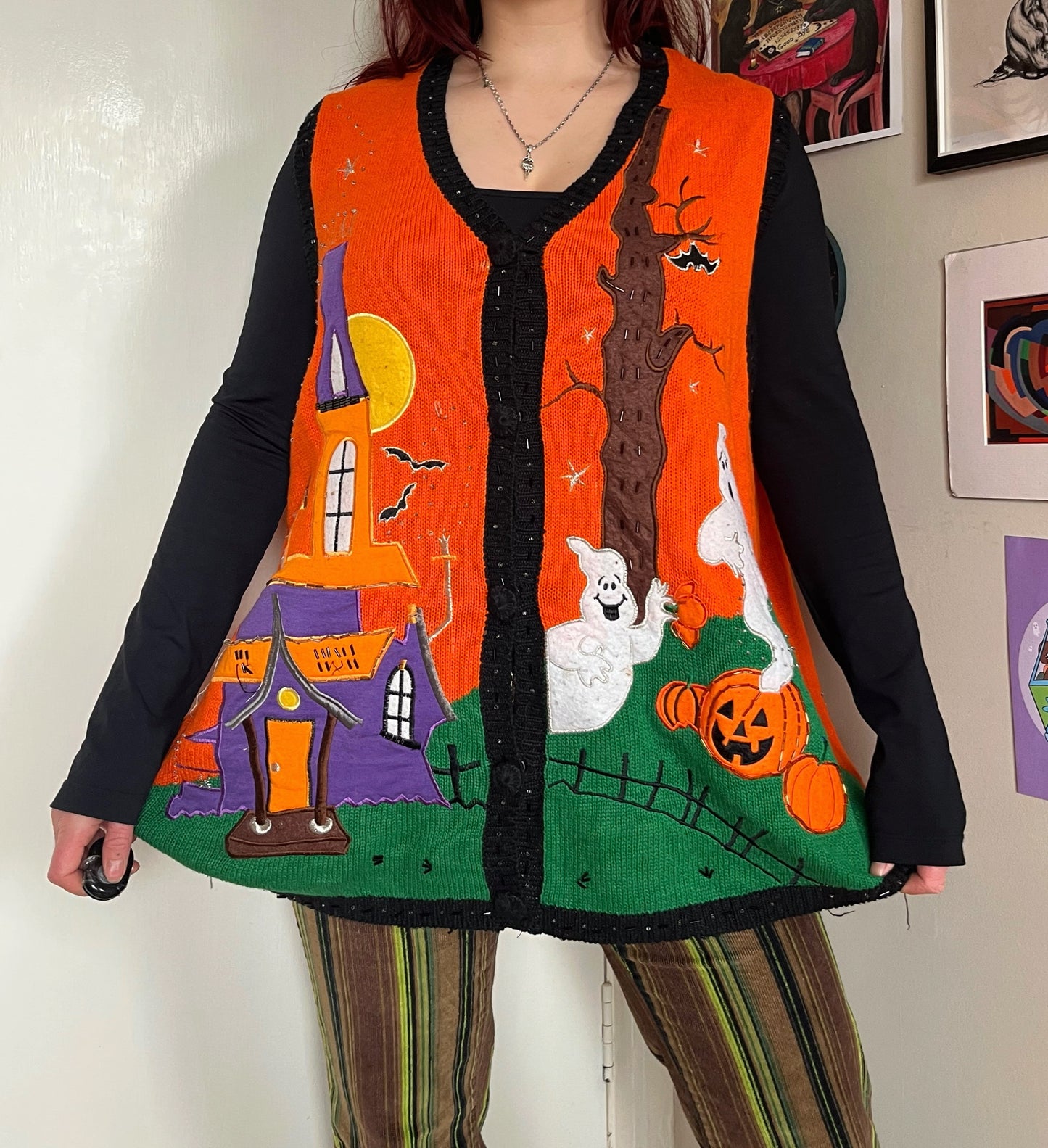 Sleepy Hollow 1990s Halloween Sweater Vest 2X