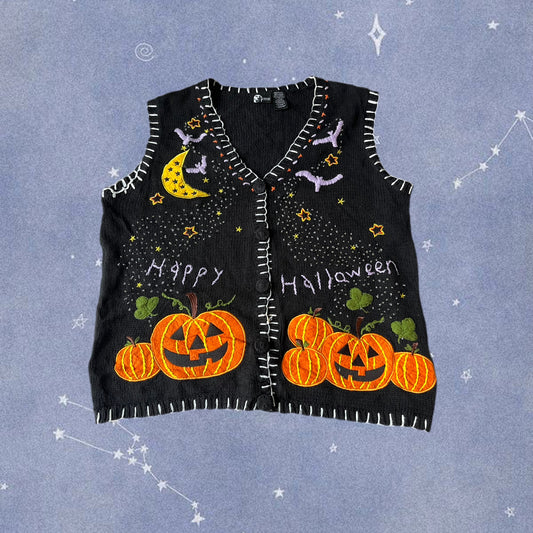 Spellbound 1990s Halloween Sweater Vest L