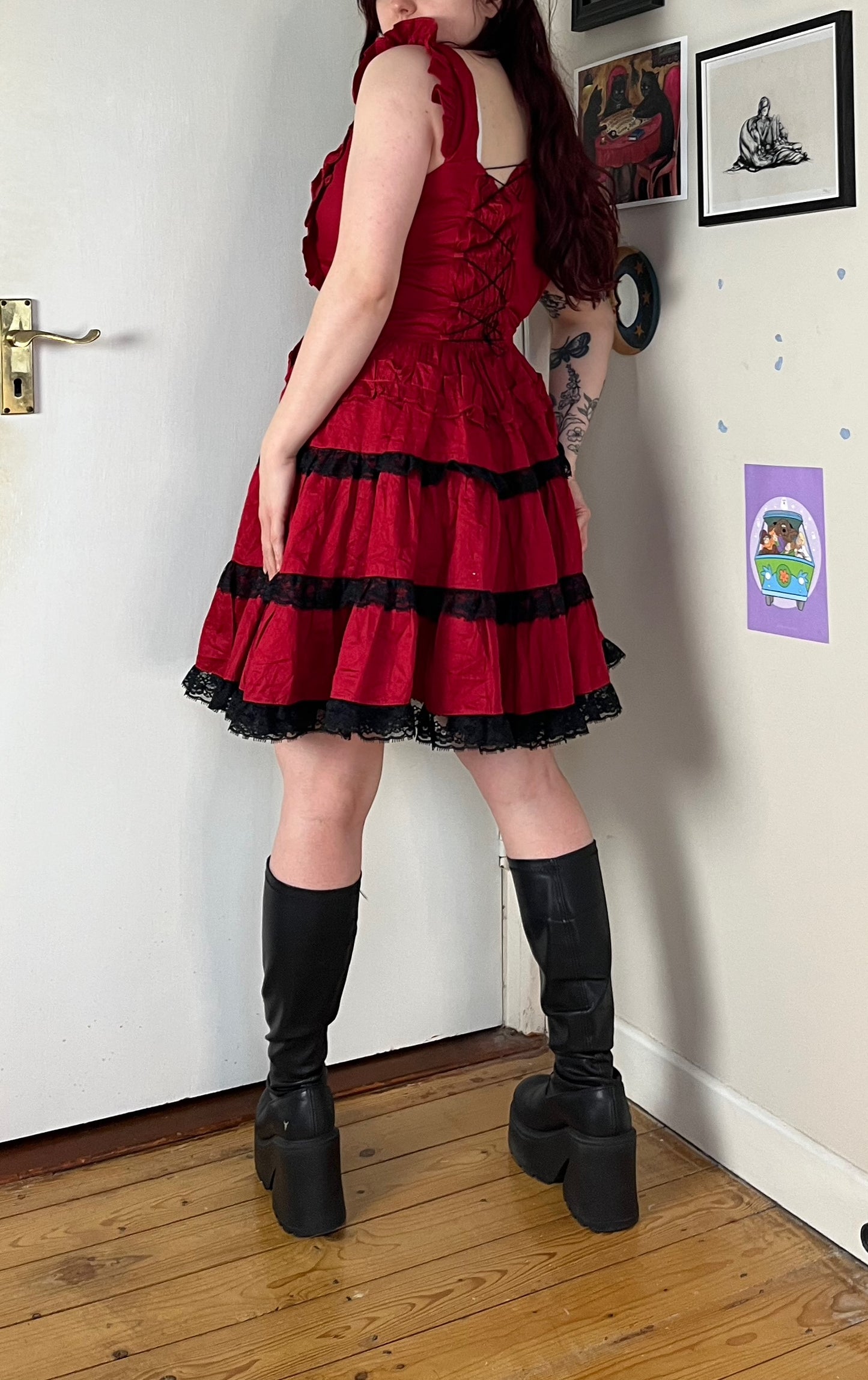 Red Gothic Dress UK 8-10