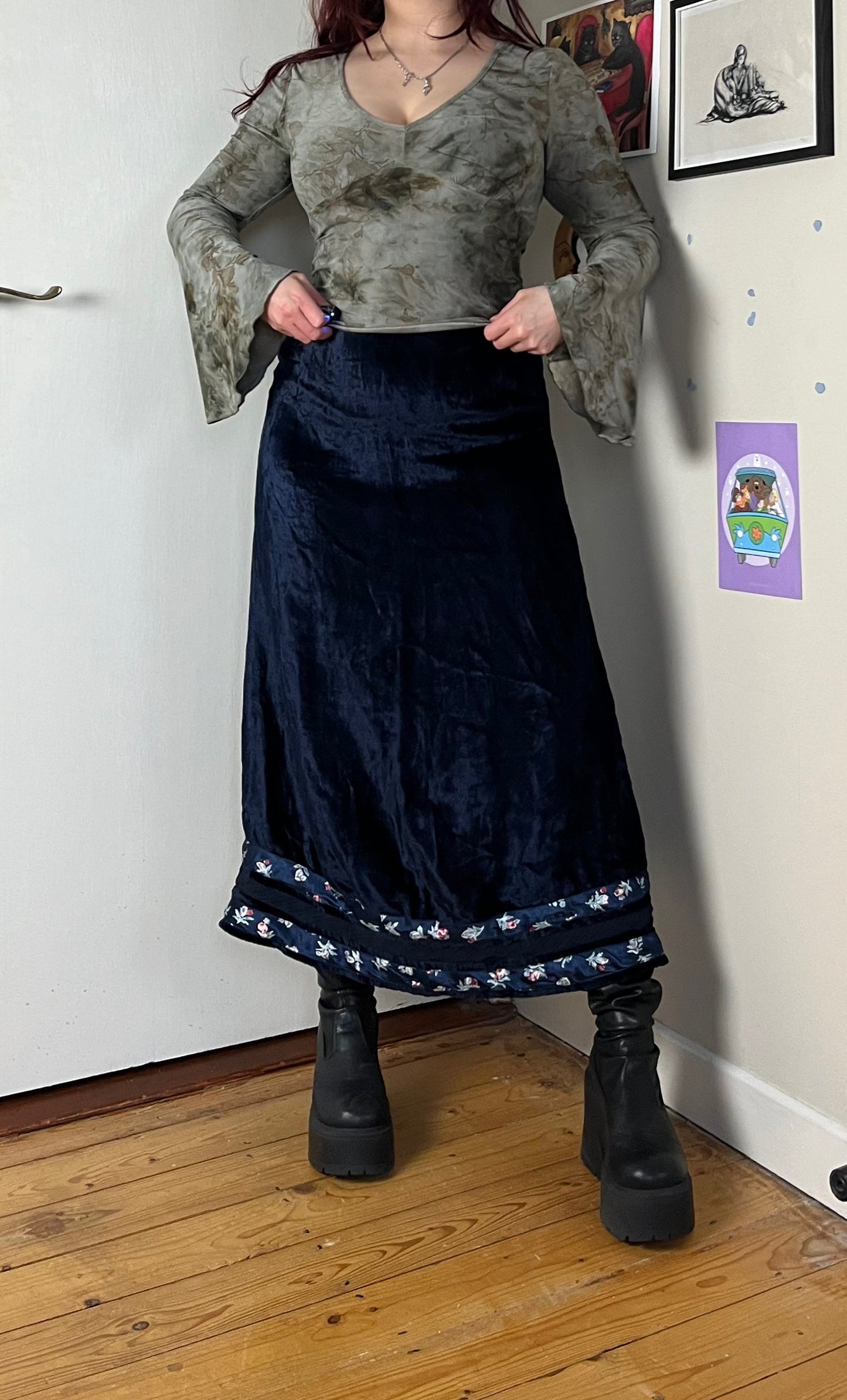 Blue Velvet Skirt UK 8