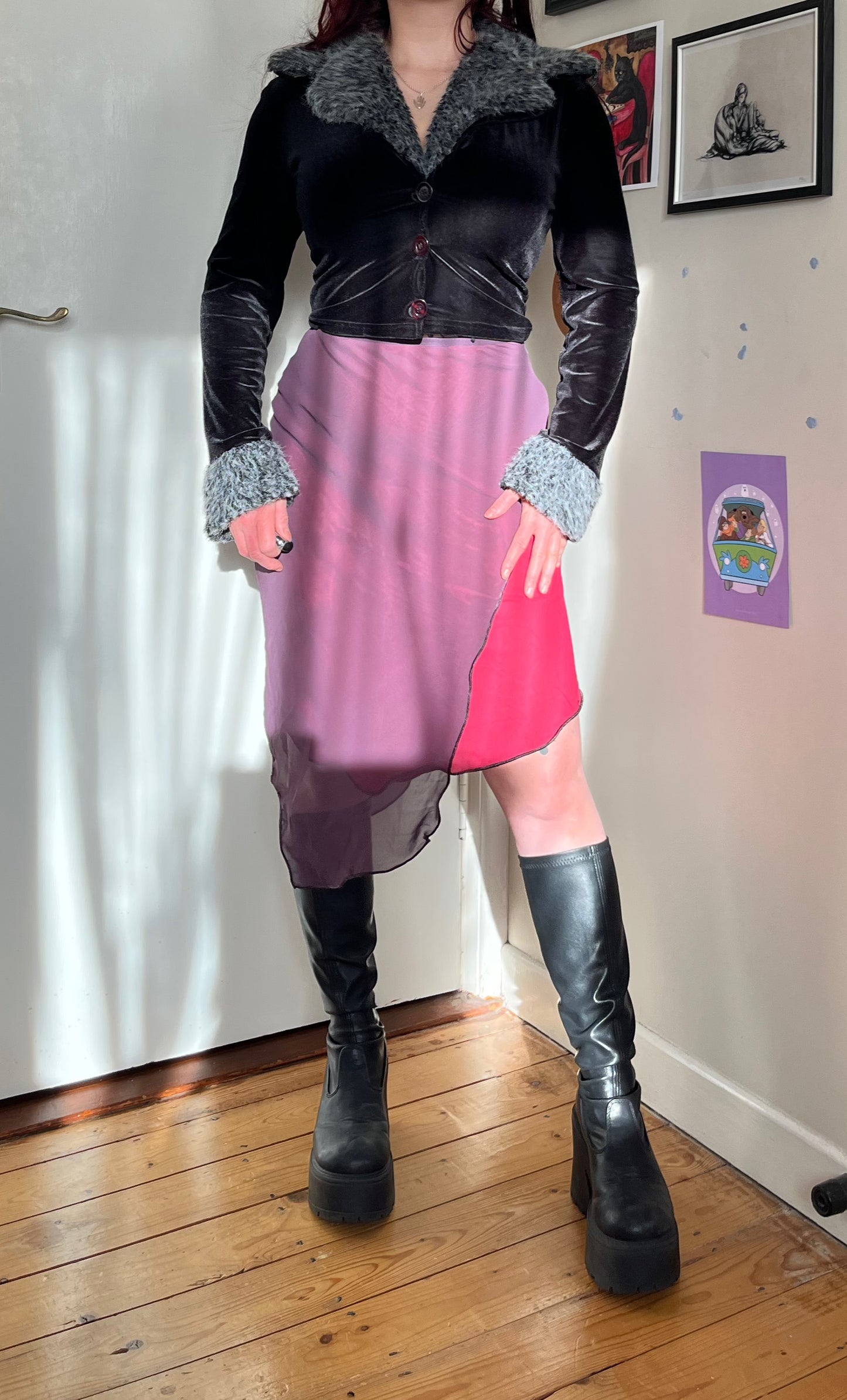 Purple Mesh Midi Skirt - UK 8-10