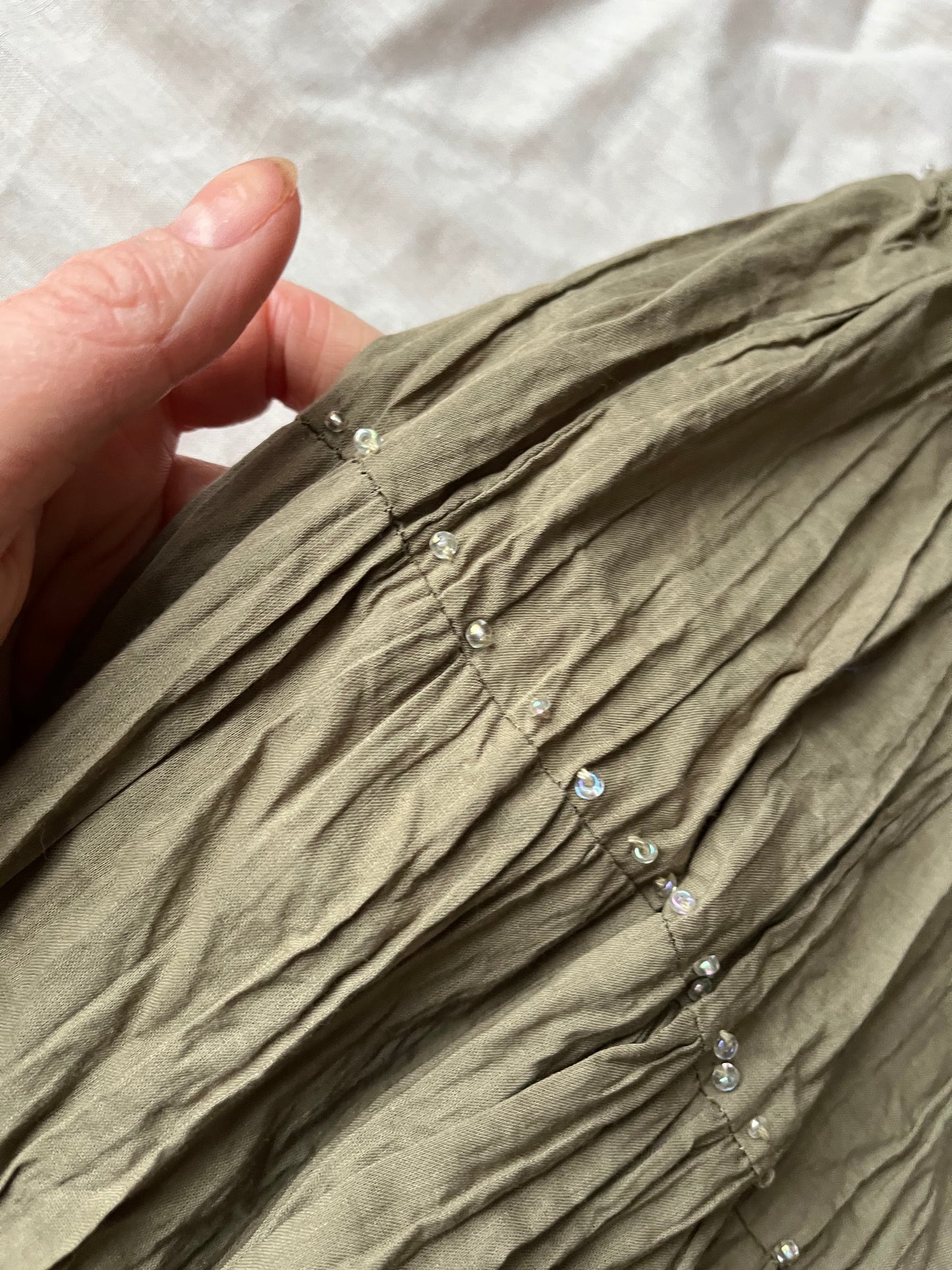 Khaki Green Tiered Skirt - UK 16