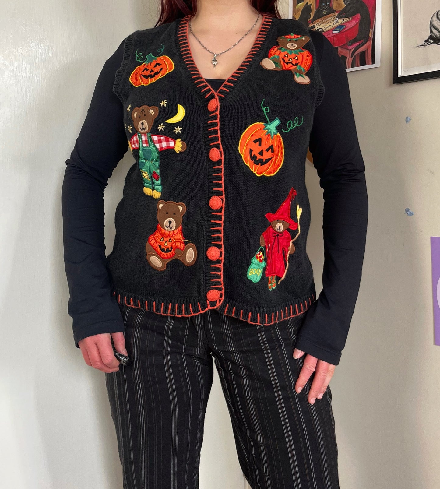 Spellbound 1990s Halloween Sweater Vest M