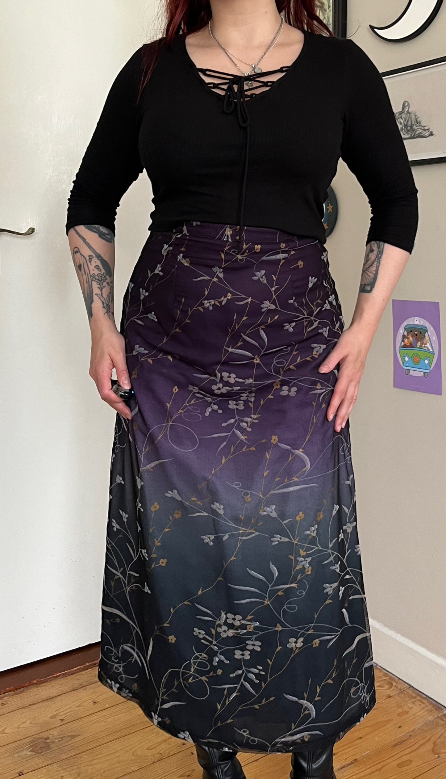 Two Toned Floral Skirt UK 12