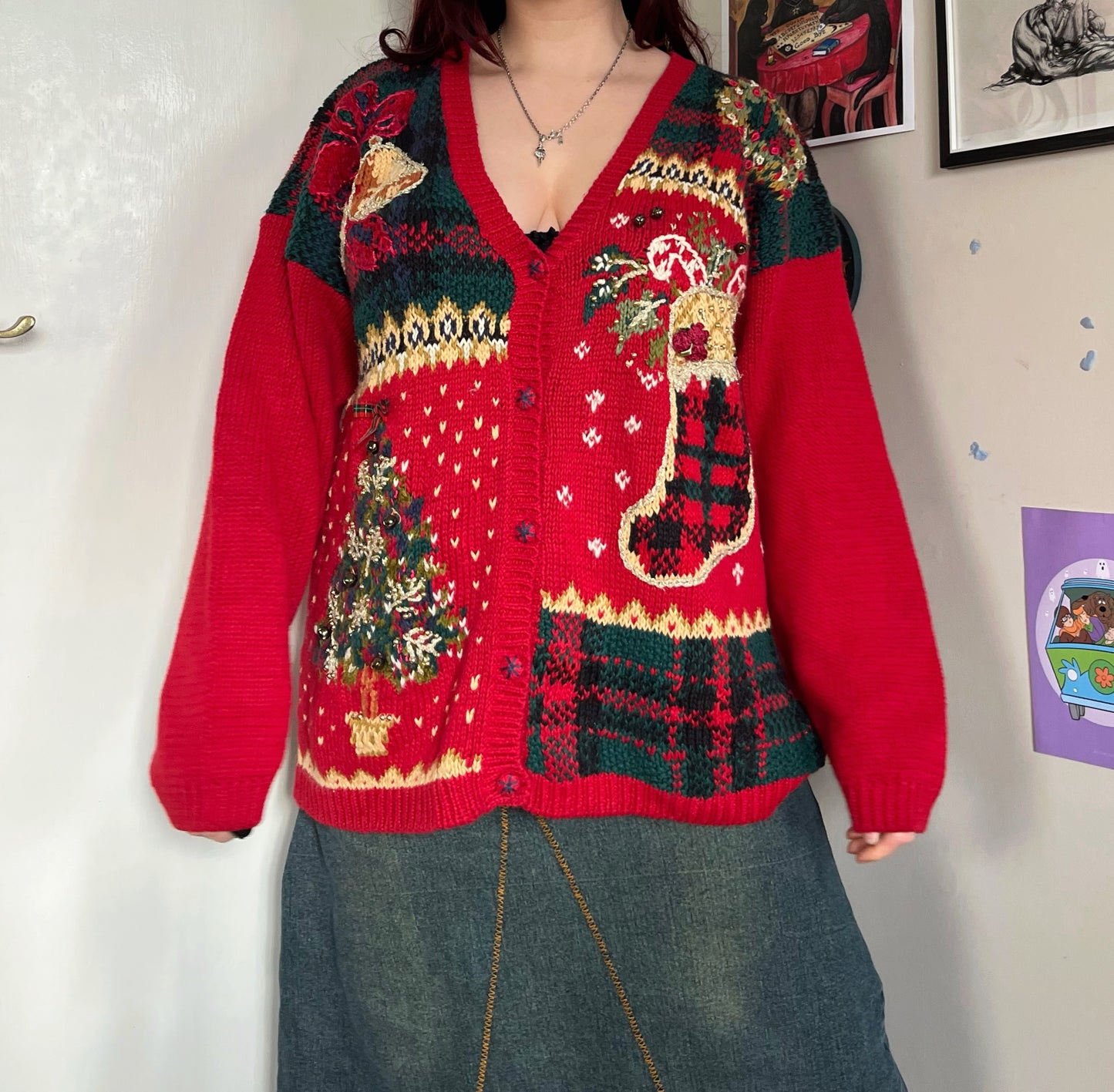 Candy Cane 1990s Cardigan UK 4-18/L