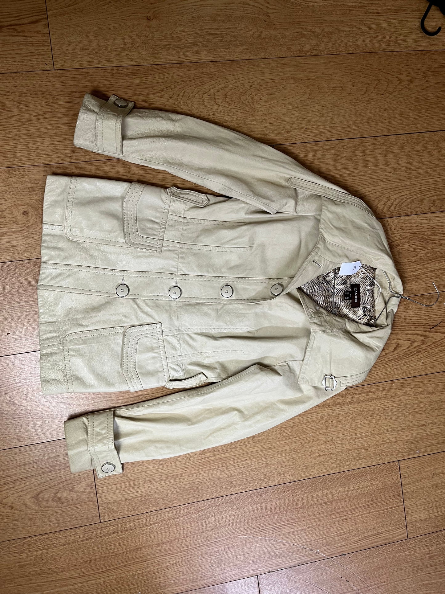 Cream Leather Jacket UK 10