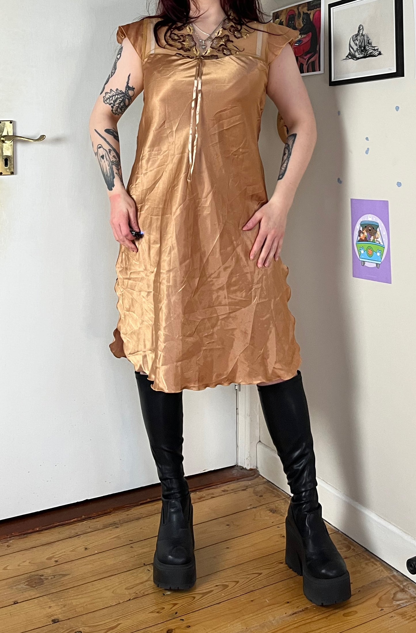 Gold Slip Dress UK 10-12