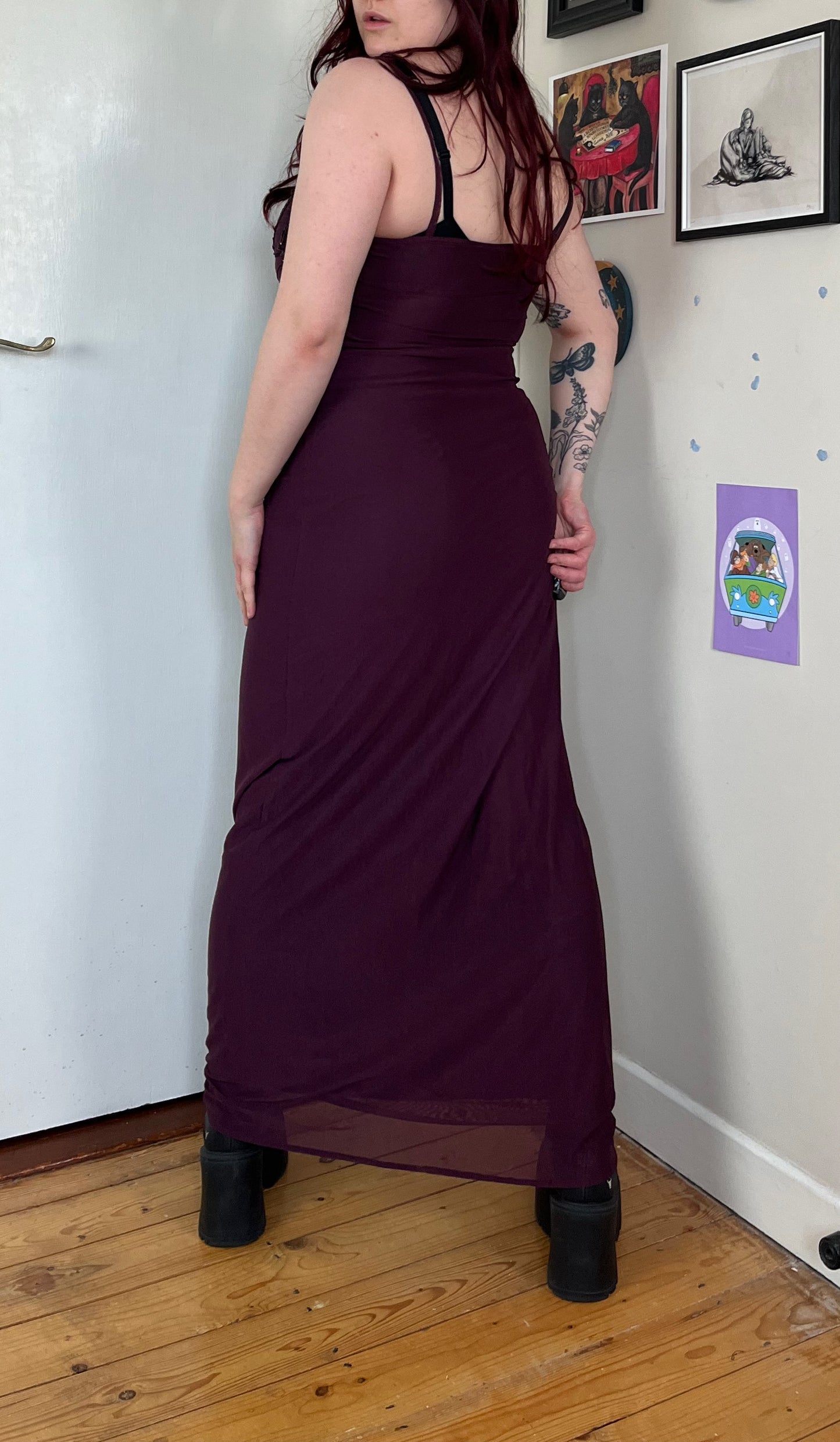 Purple Mesh Maxi Dress - UK 10