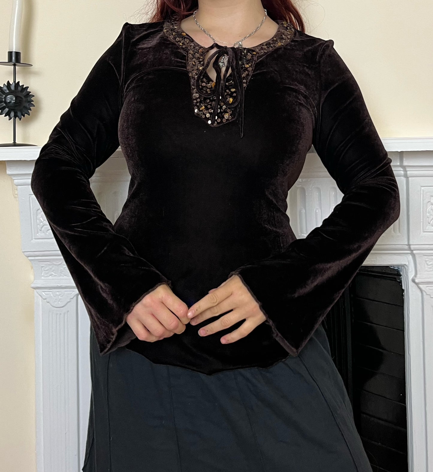 Brown Velvet Top UK 10-12