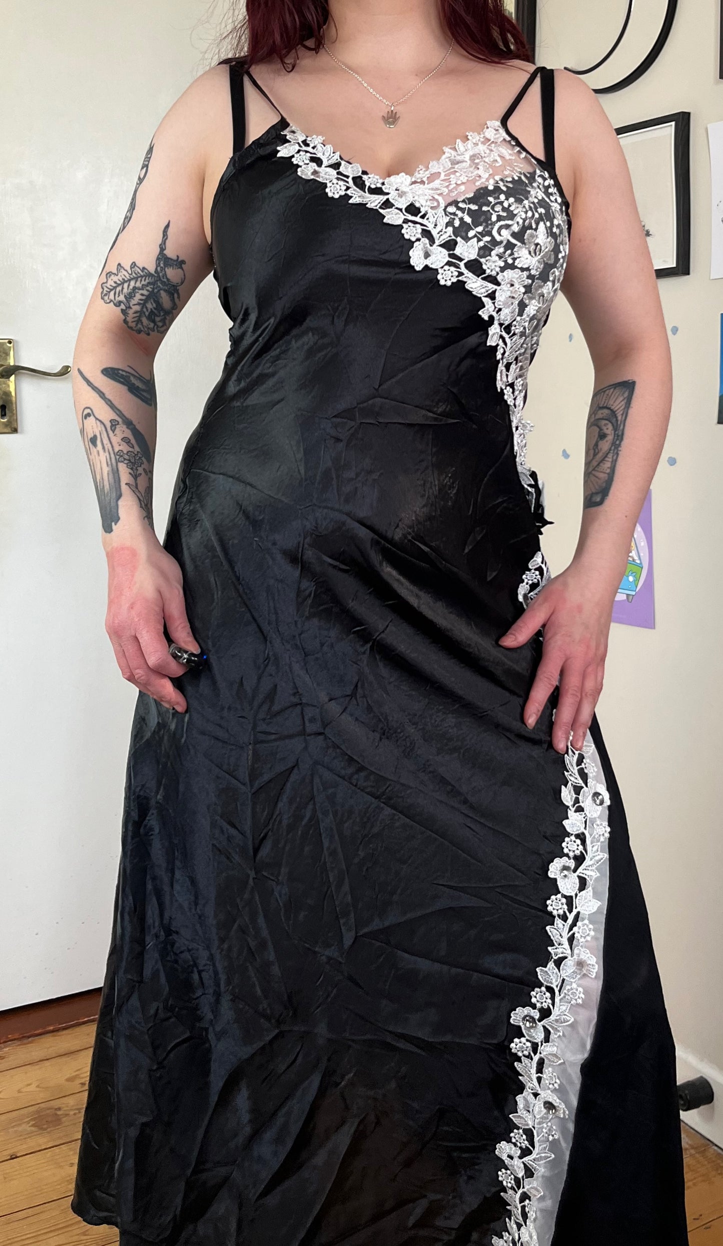 Black Lace Slip Dress - UK 10