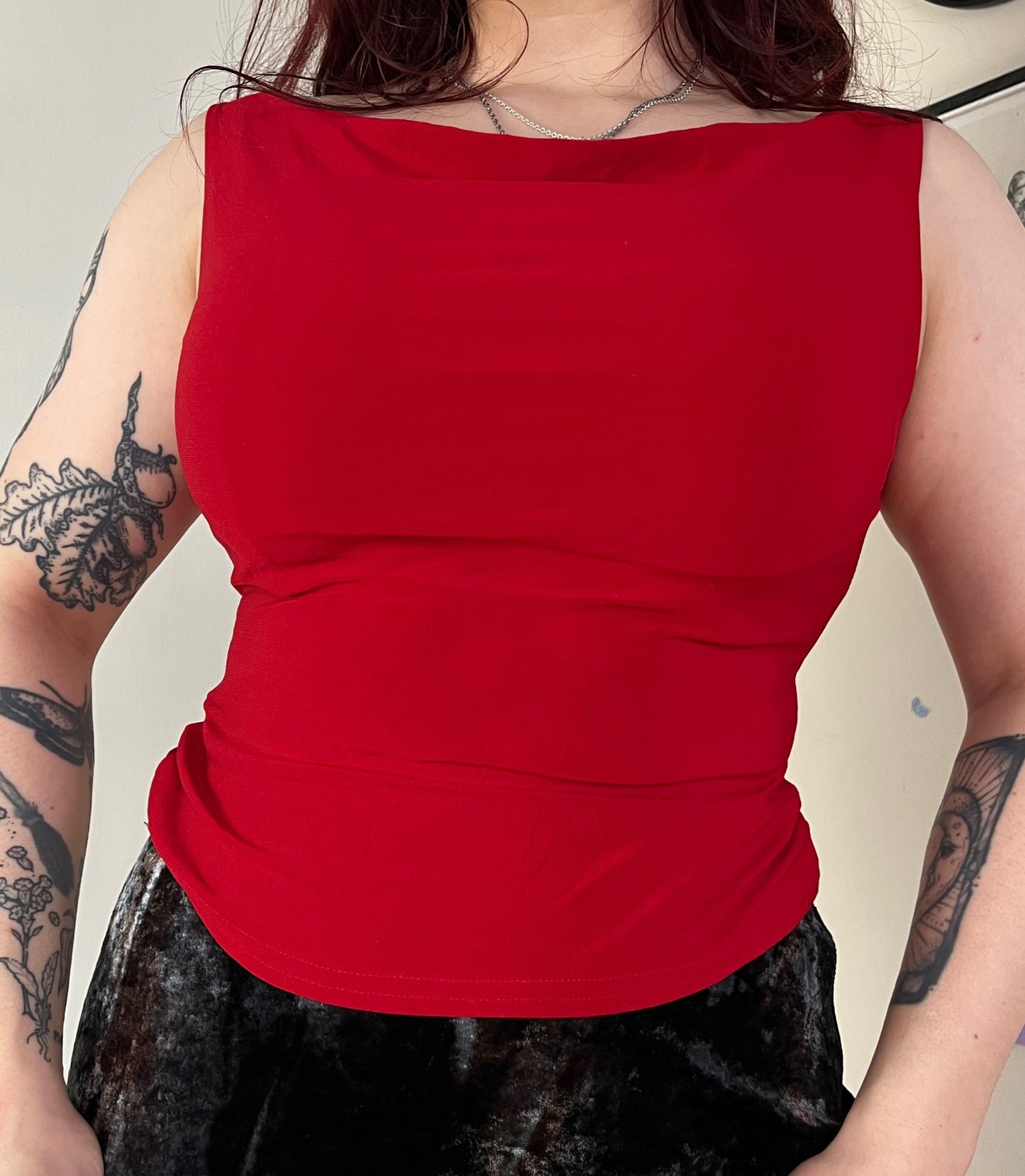 Red Cowl Neck Top UK 8-10