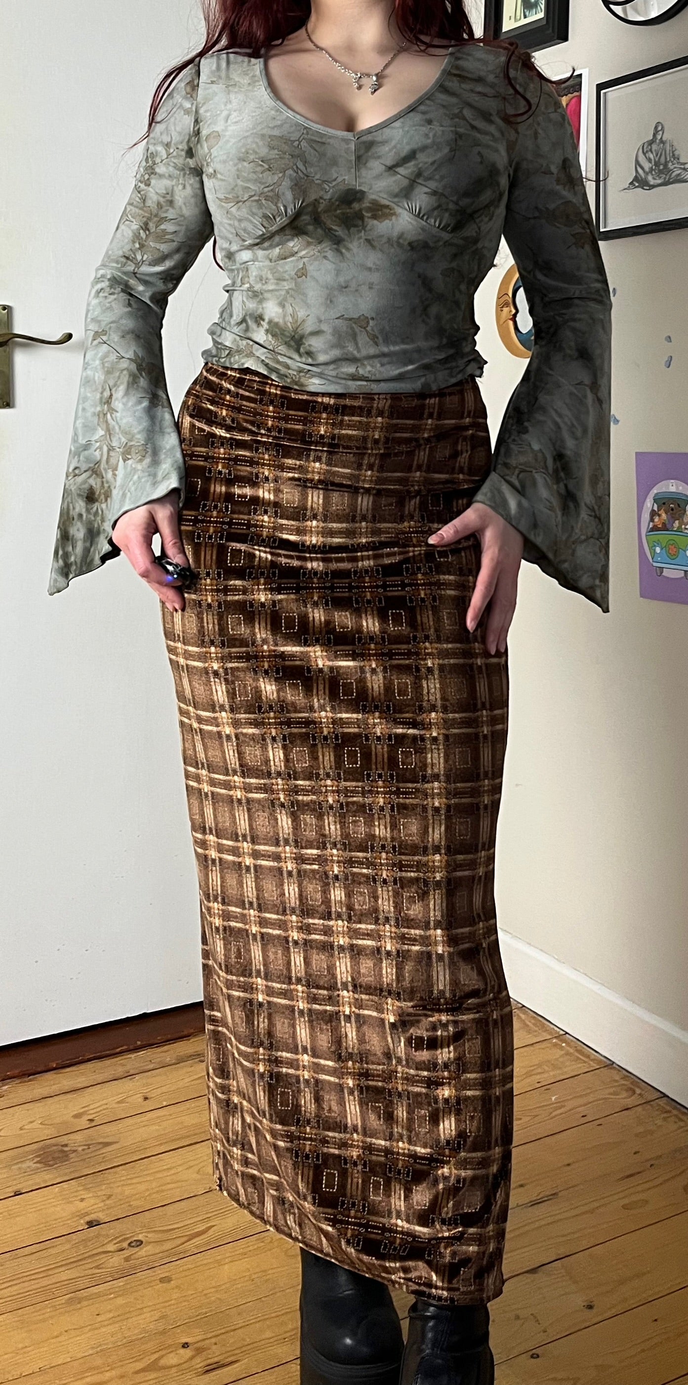 Brown Velvet Skirt UK 8-10