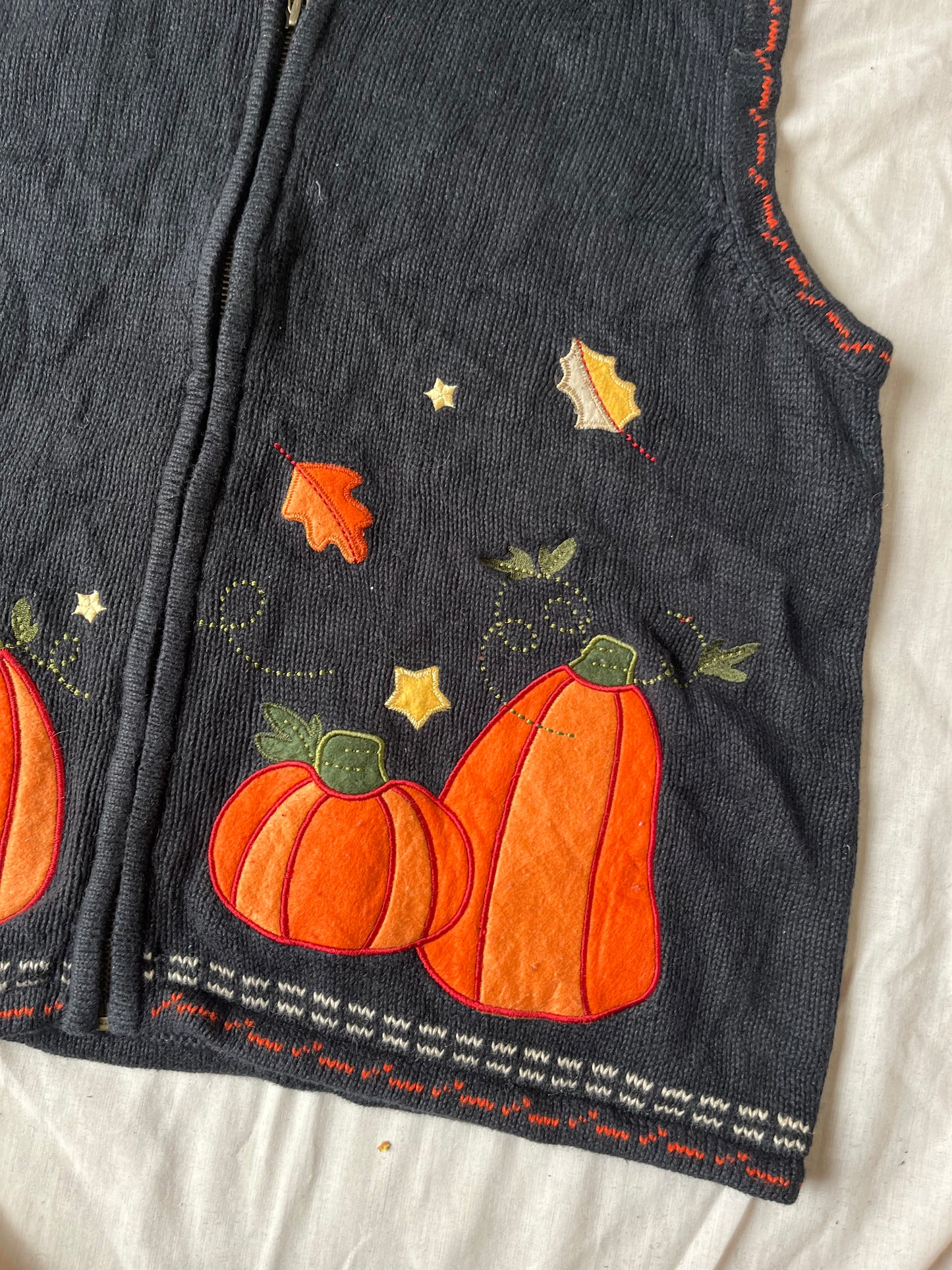 Autumn Breeze 1990s Halloween Sweater Vest L